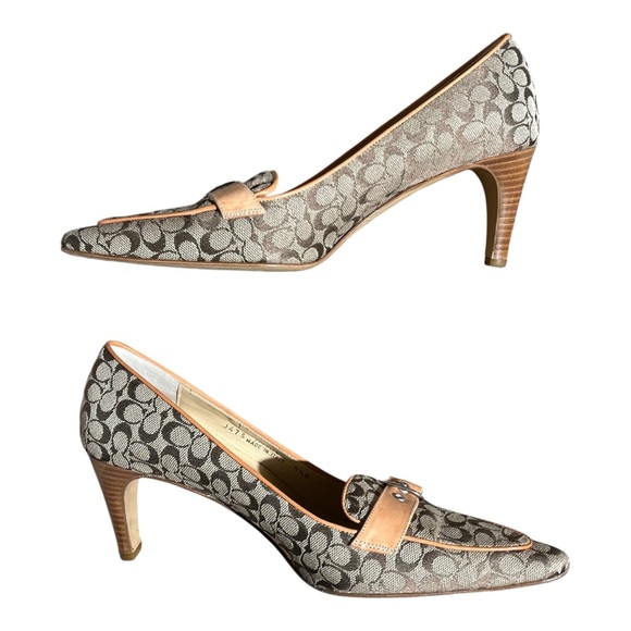 Coach Brown and Tan Heels 1473 Jayne Pointed Toe - Picture 5 of 8